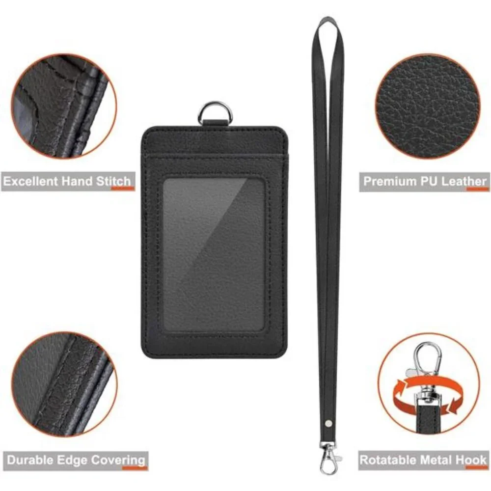 PU Leather ID Badge Holder, Life-Mate ID Badge Holder with 1 Clear ID Window 1